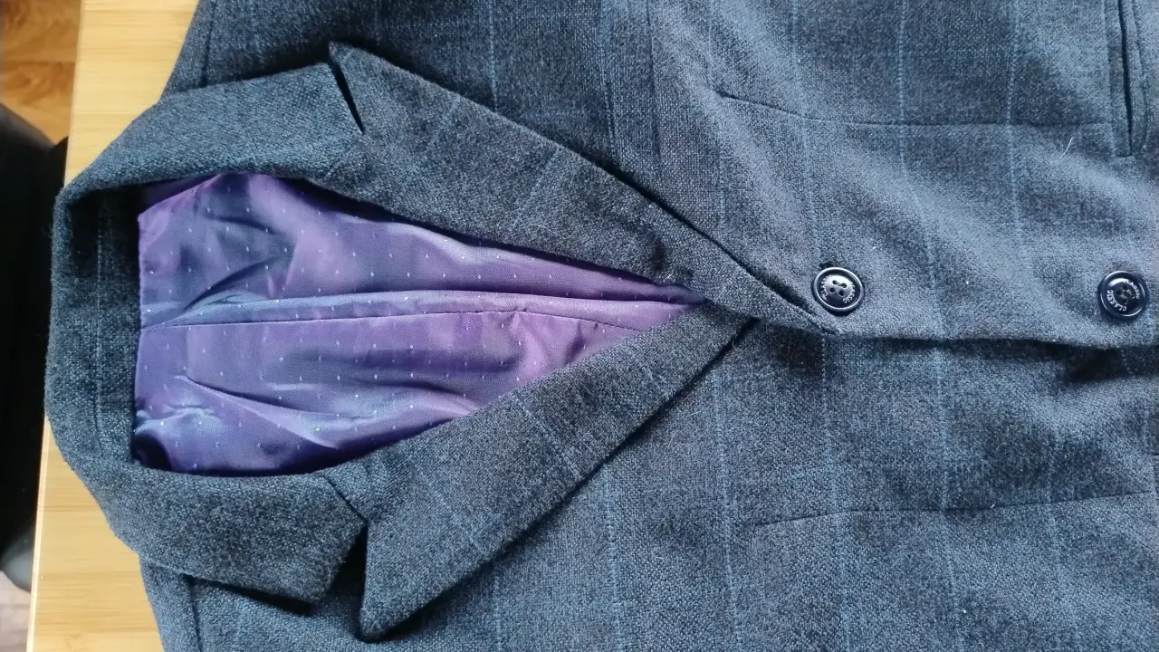 Traje azul marino a cuadros para hombre - miniatura 2