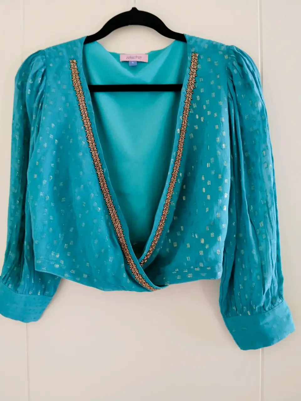 Blusa turquesa con detalle dorado indiachic - miniatura 1