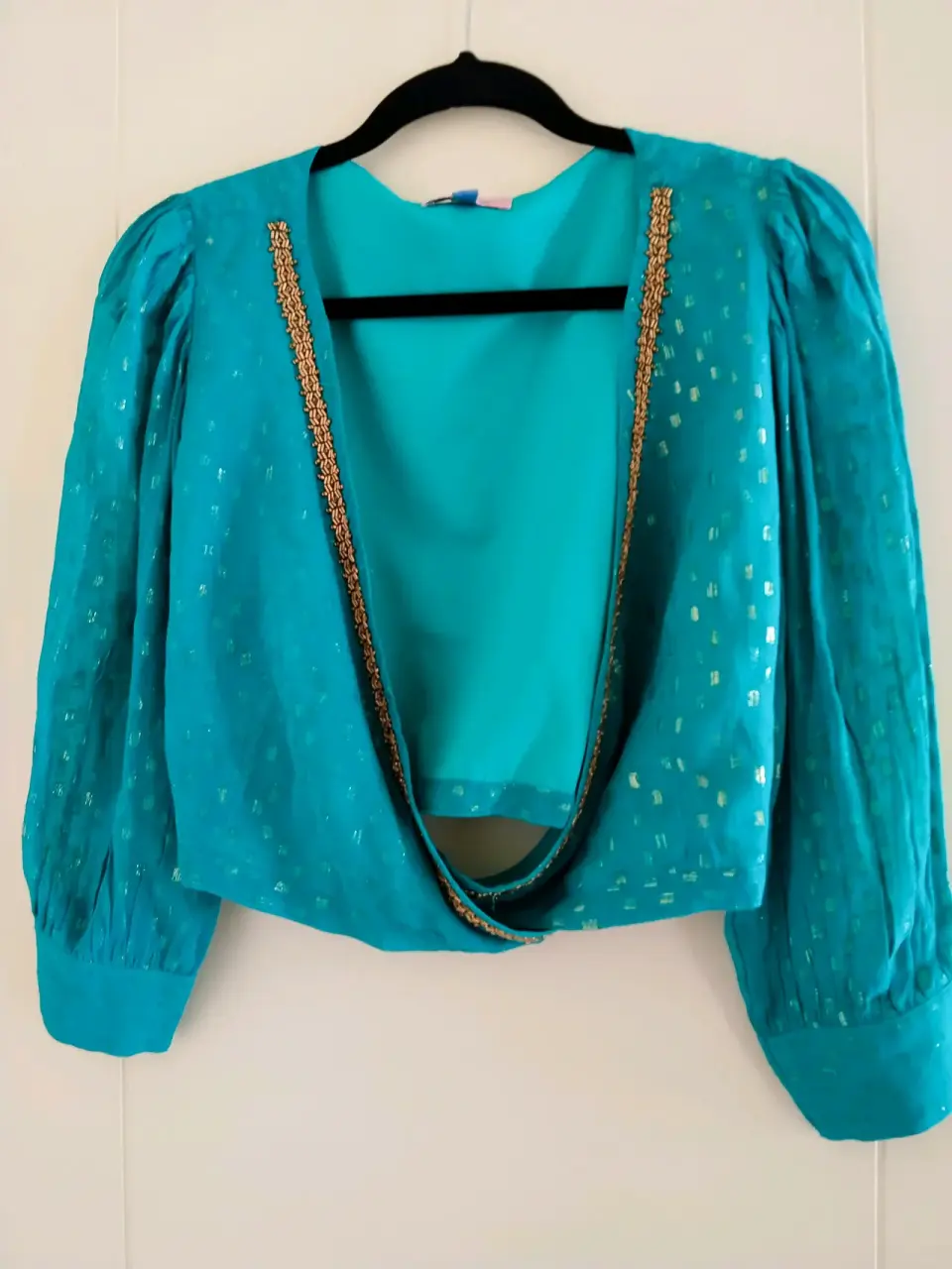Blusa turquesa con detalle dorado indiachic - miniatura 2