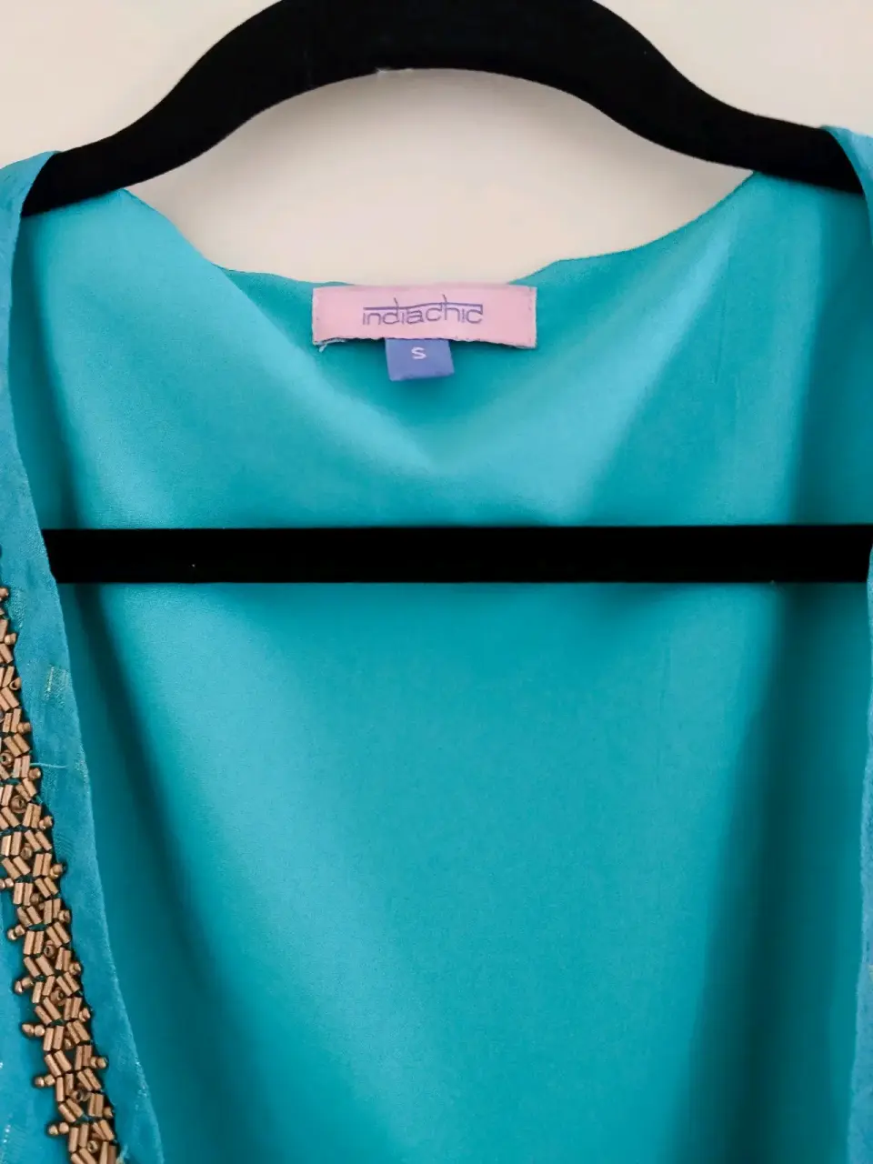 Blusa turquesa con detalle dorado indiachic - miniatura 5