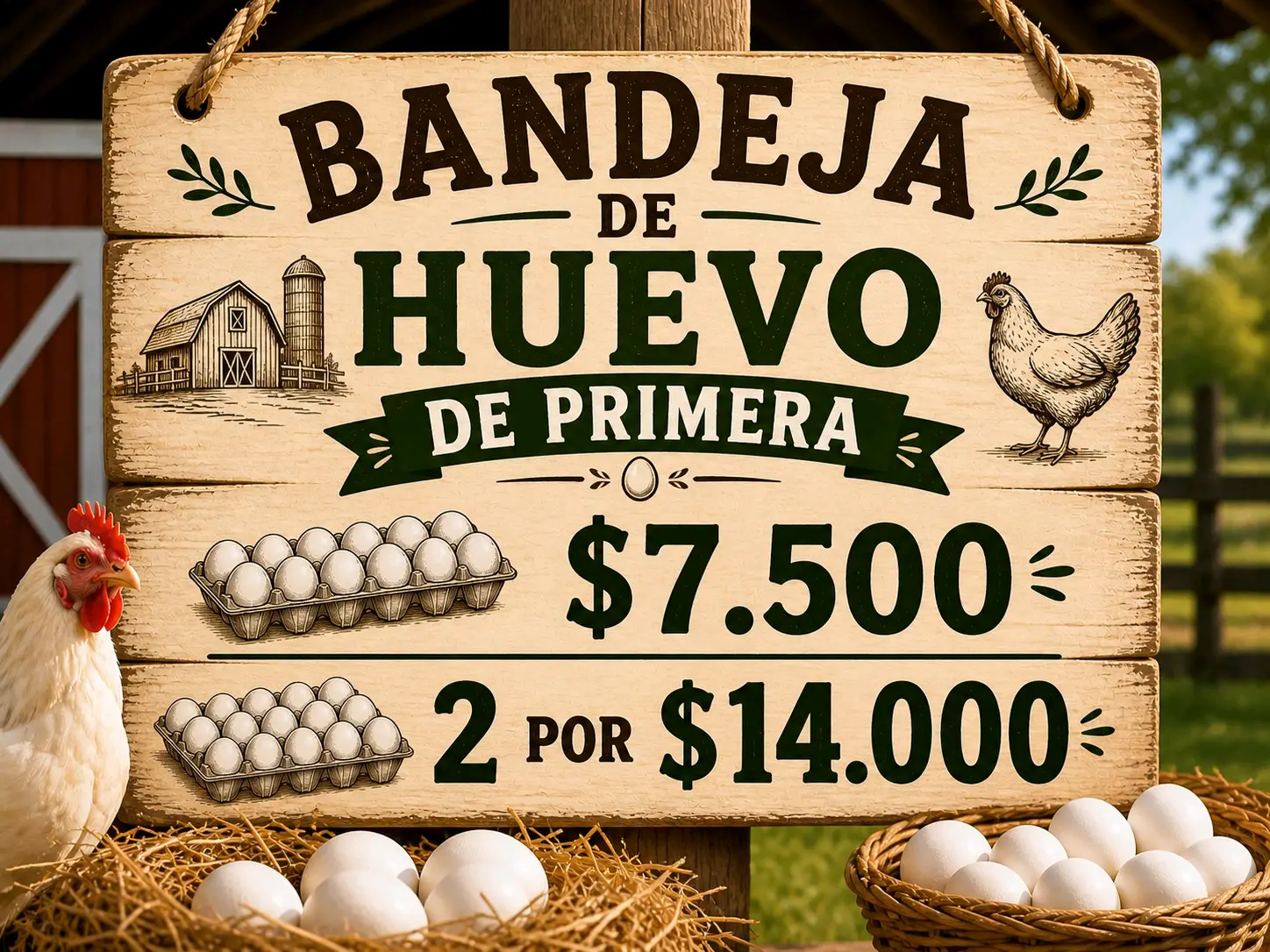 Bandeja de huevos frescos