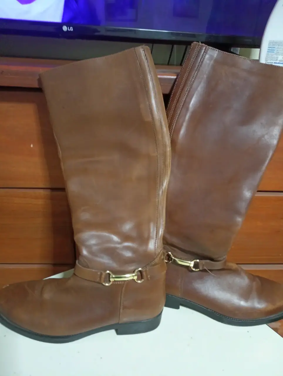 Botas largas de cuero marrón - miniatura 2