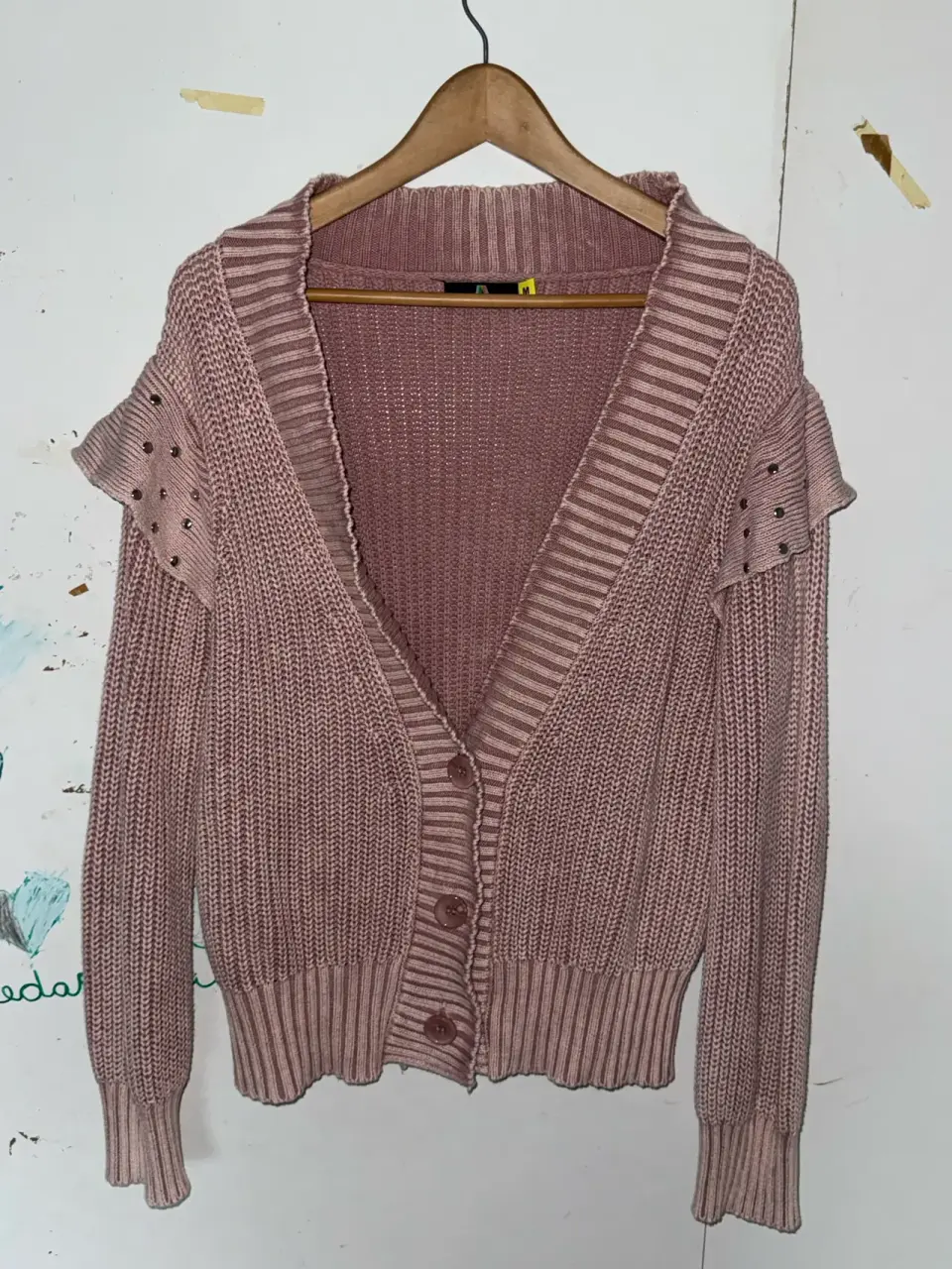 Cardigan rosa tejido