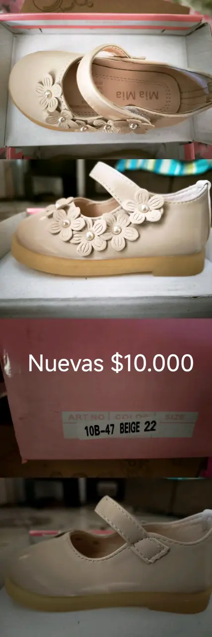 Zapatos beige de niña con flores