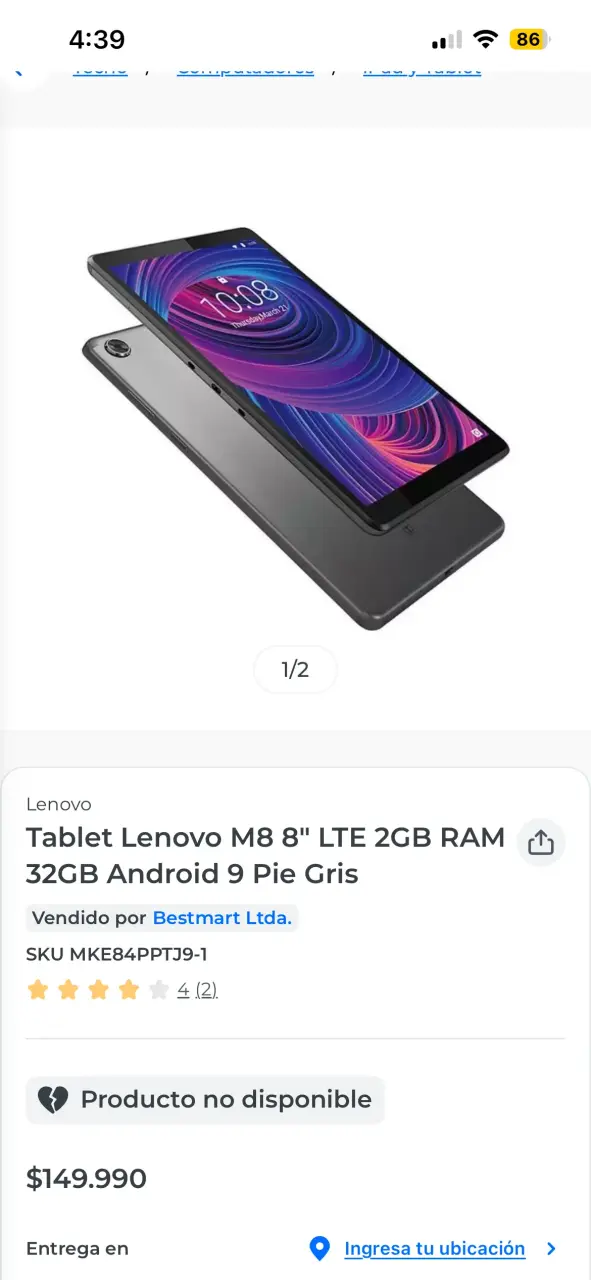Tablet Lenovo M8 8" gris - miniatura 1