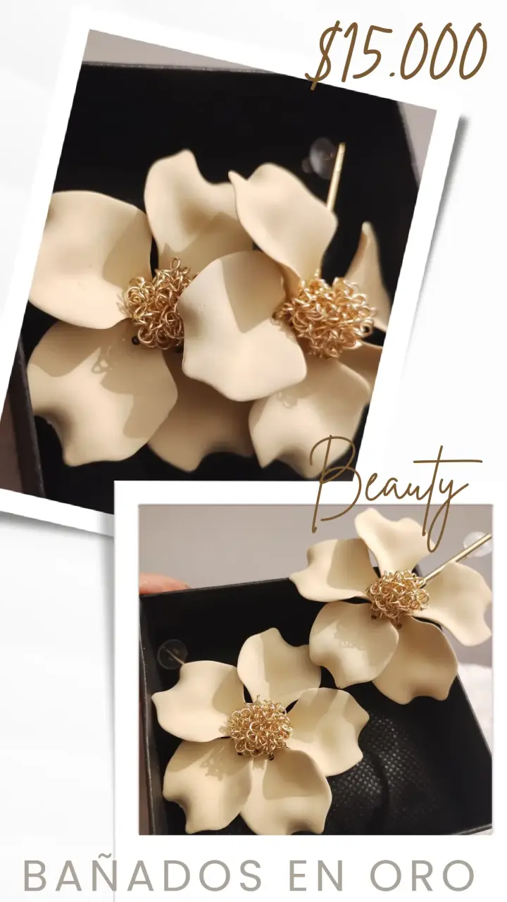 Aros flor bañados en oro - miniatura 1