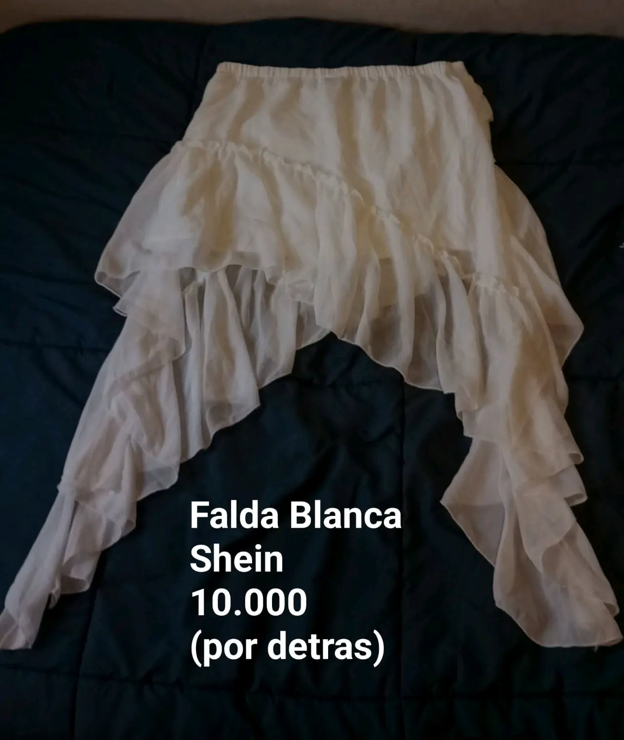 Falda blanca con vuelos shein - miniatura 3