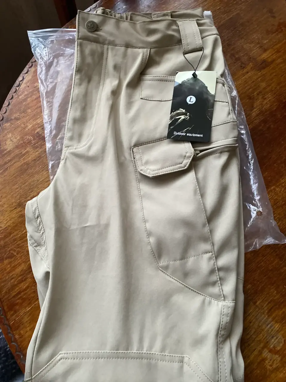 Pantalones cargo beige hombre impermeable - miniatura 2