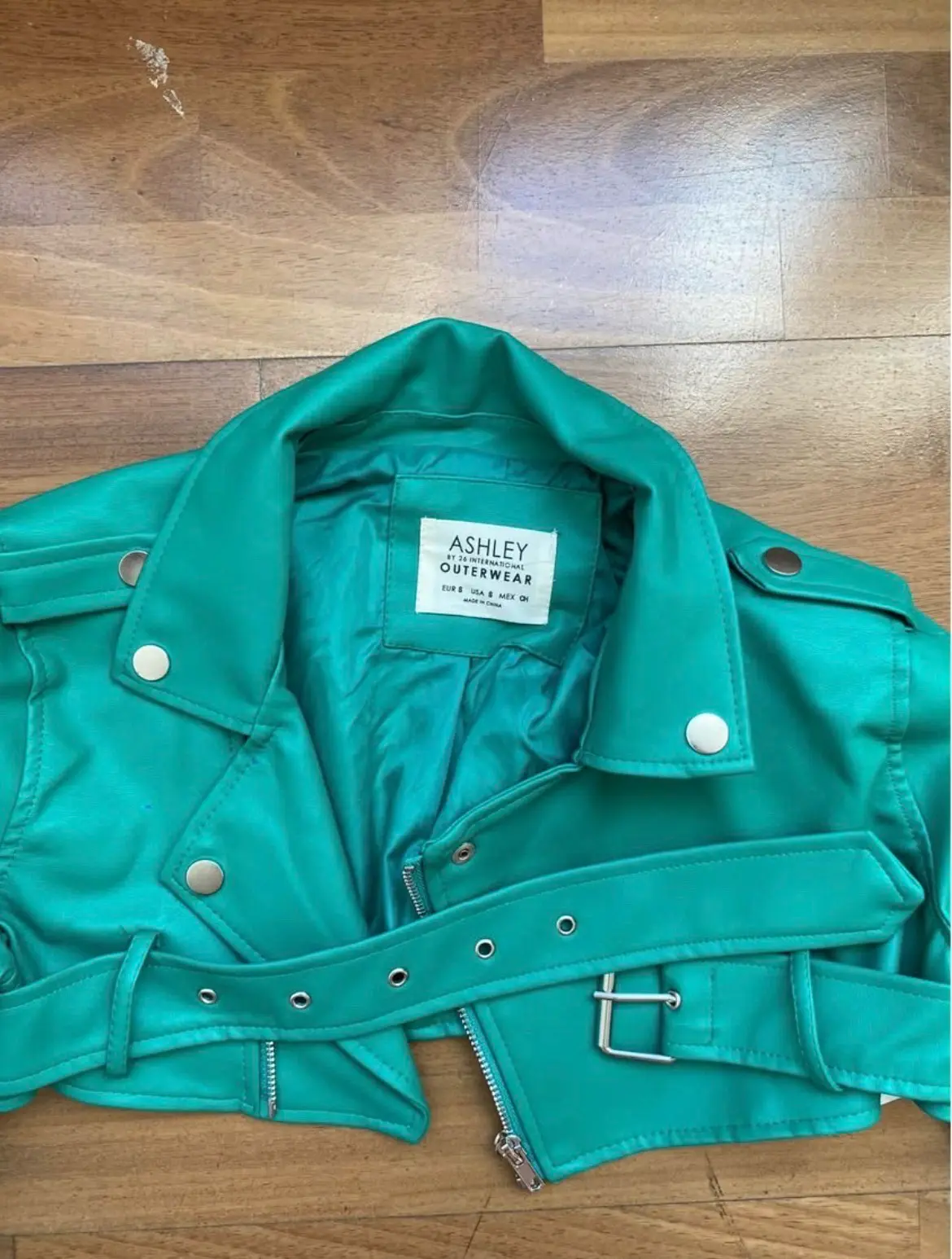 Chaqueta verde/turquesa corta cuero sintético - miniatura 2