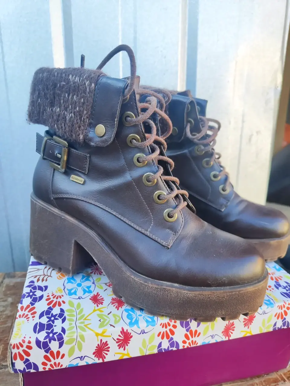 Botines sinteticos marrón con plataforma - miniatura 2
