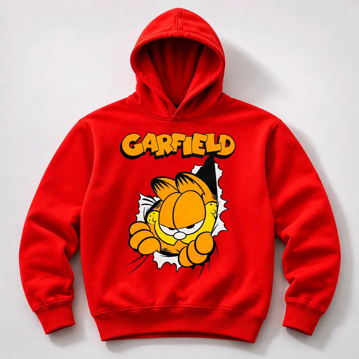 Polerón capucha Garfield rojo