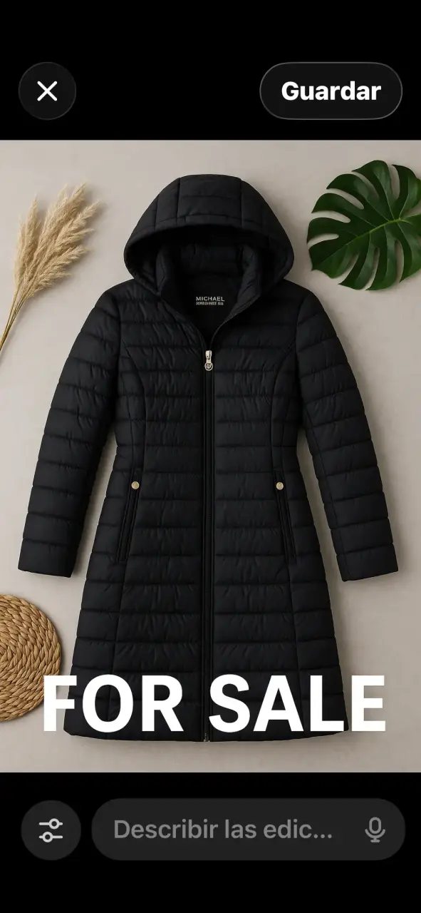 Abrigo acolchado negro con capucha