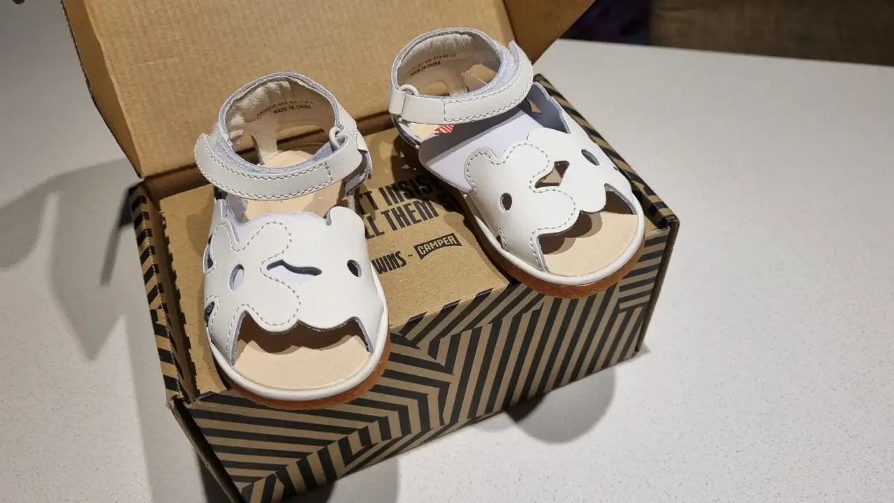 Sandalias de cuero  de bebé blancas número 22 - miniatura 1