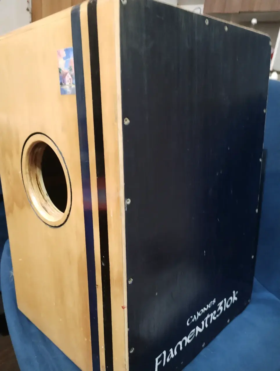 Cajón peruano y flamenco flamentr3lok negro y azul - miniatura 1
