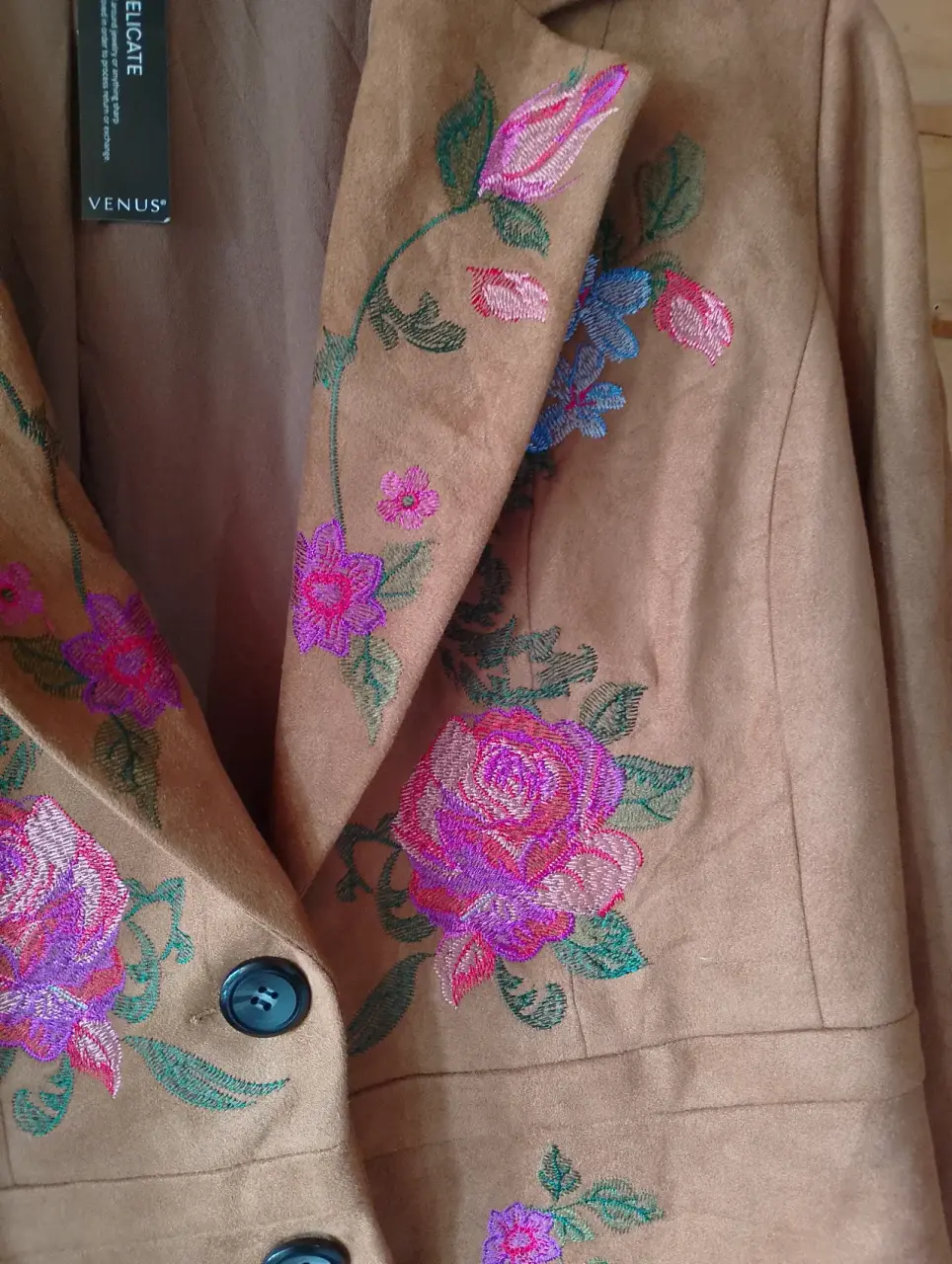 Blazer marrón bordado floral - miniatura 3