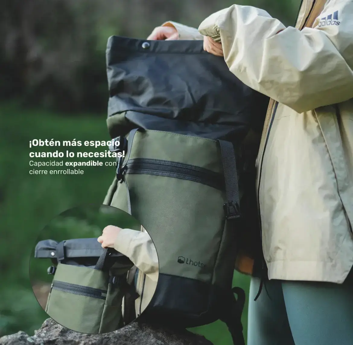 Nuevo:Mochila  Volcano verde con solapa negra 19lt - miniatura 5