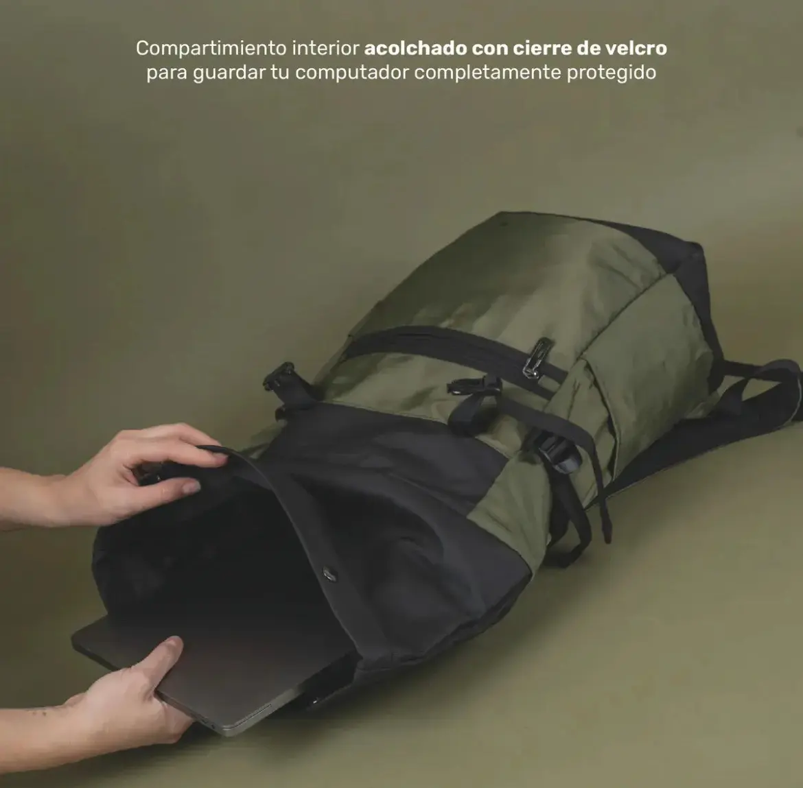 Nuevo:Mochila  Volcano verde con solapa negra 19lt - miniatura 6