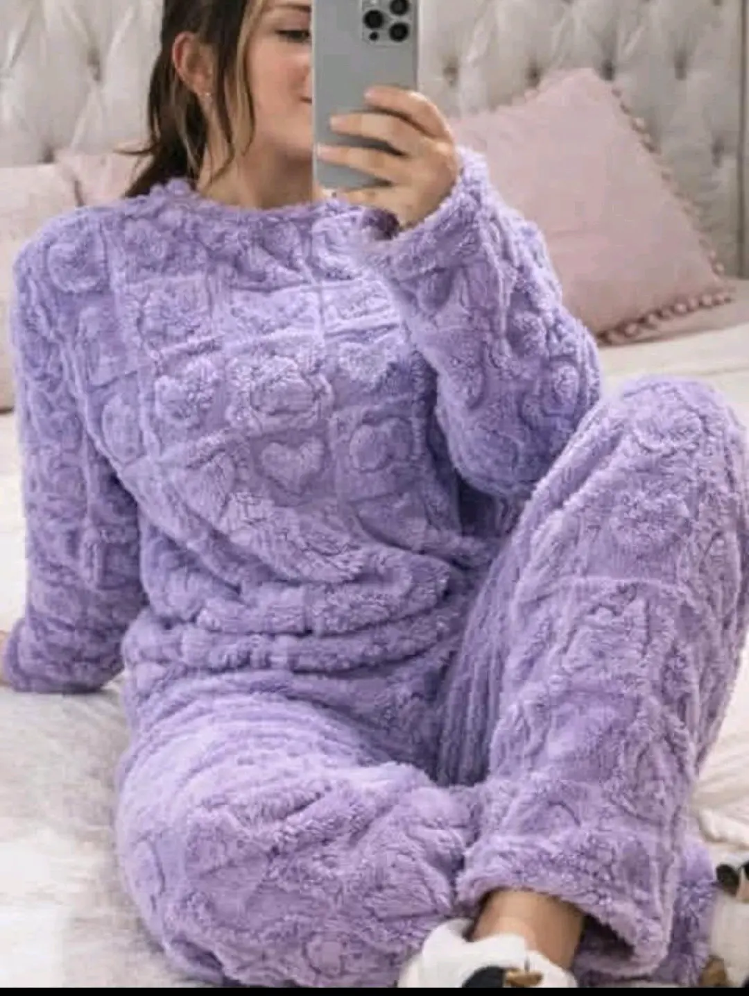 Pijama afelpado morado