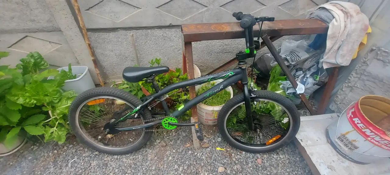 Bicicleta BMX negra y verde - miniatura 1