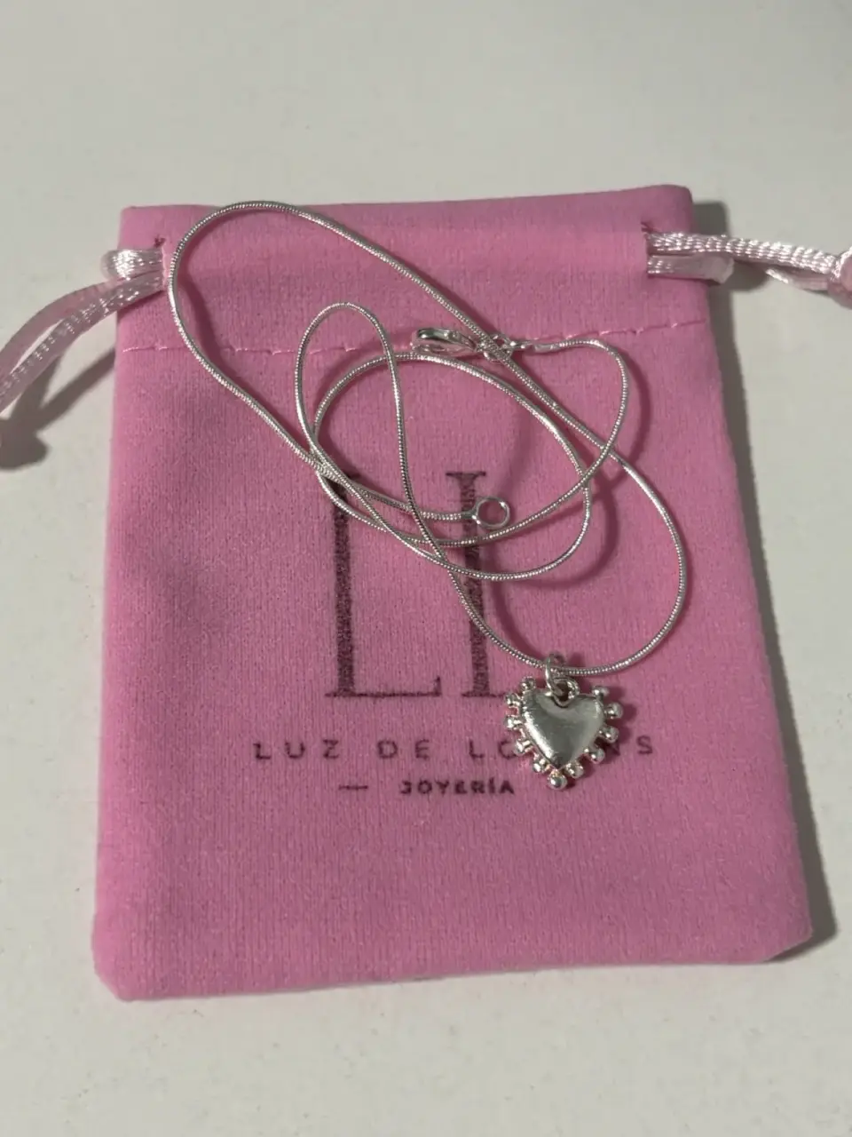 Collar de plata con dije corazón - miniatura 1