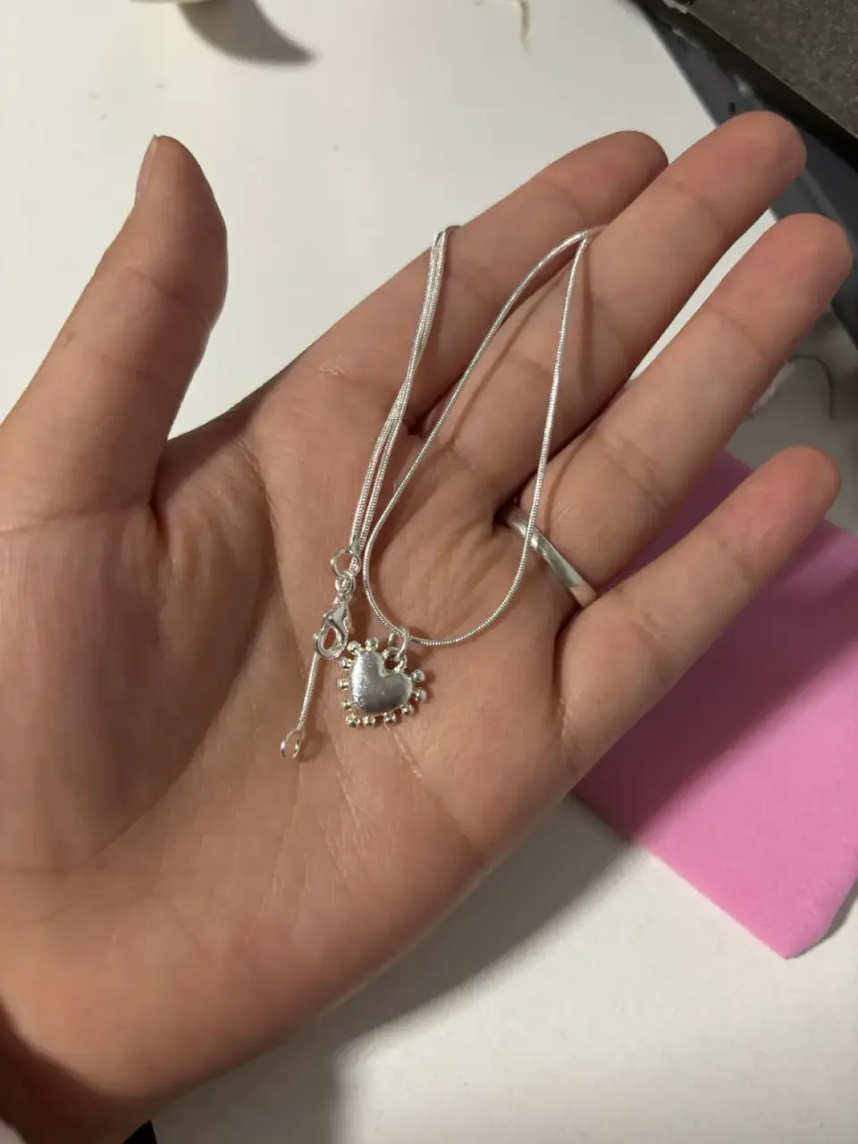 Collar de plata con dije corazón - miniatura 2