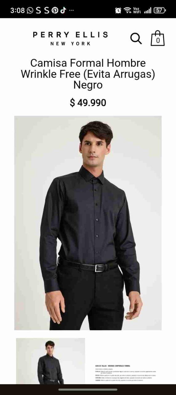 Camisa formal negra Perry Ellis - miniatura 1