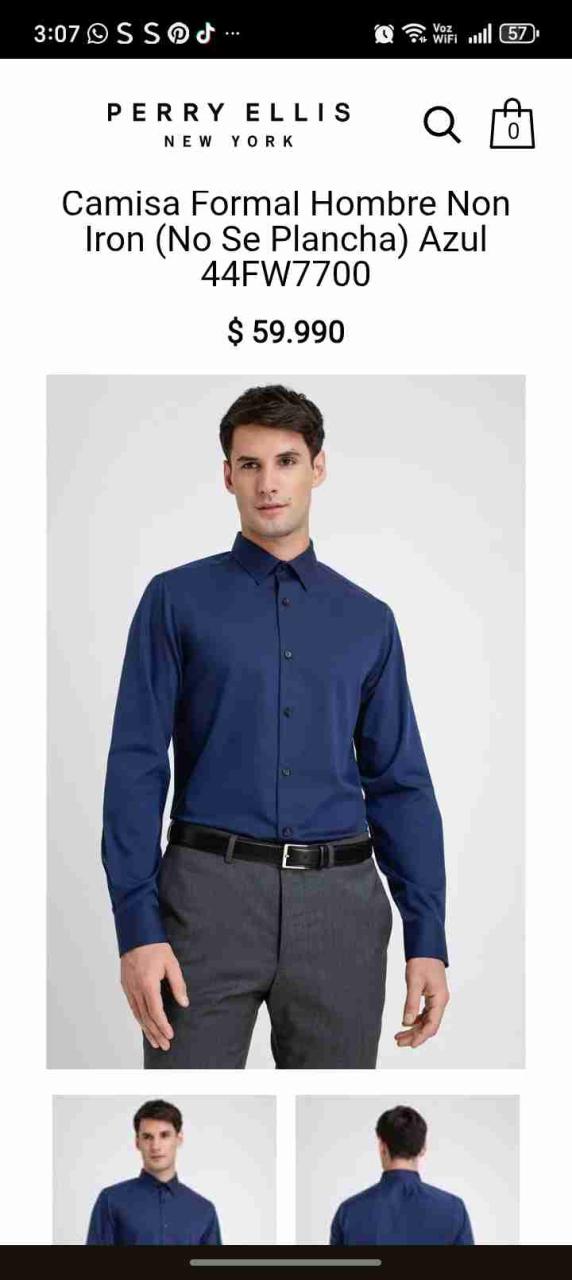 Camisa formal negra Perry Ellis - miniatura 3