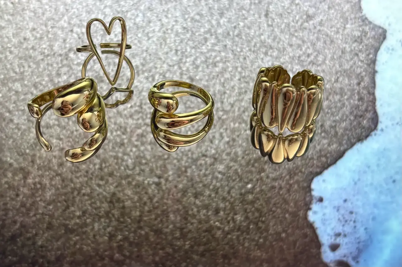 Anillo dorado grueso bañado en oro - miniatura 3