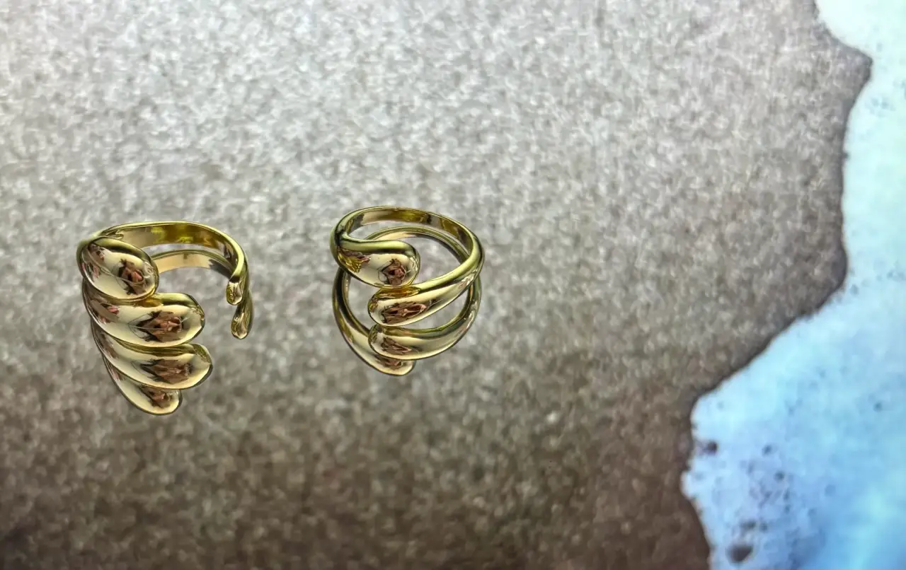 Anillo abierto dorado ajustable - miniatura 2