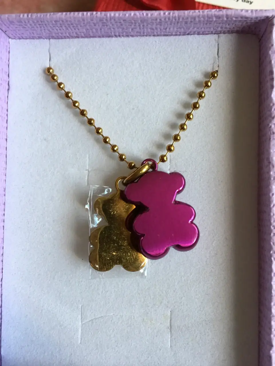 Collar osos dorado y rosa - miniatura 2