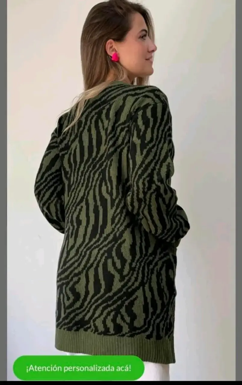 Cardigan verde con estampado - miniatura 2
