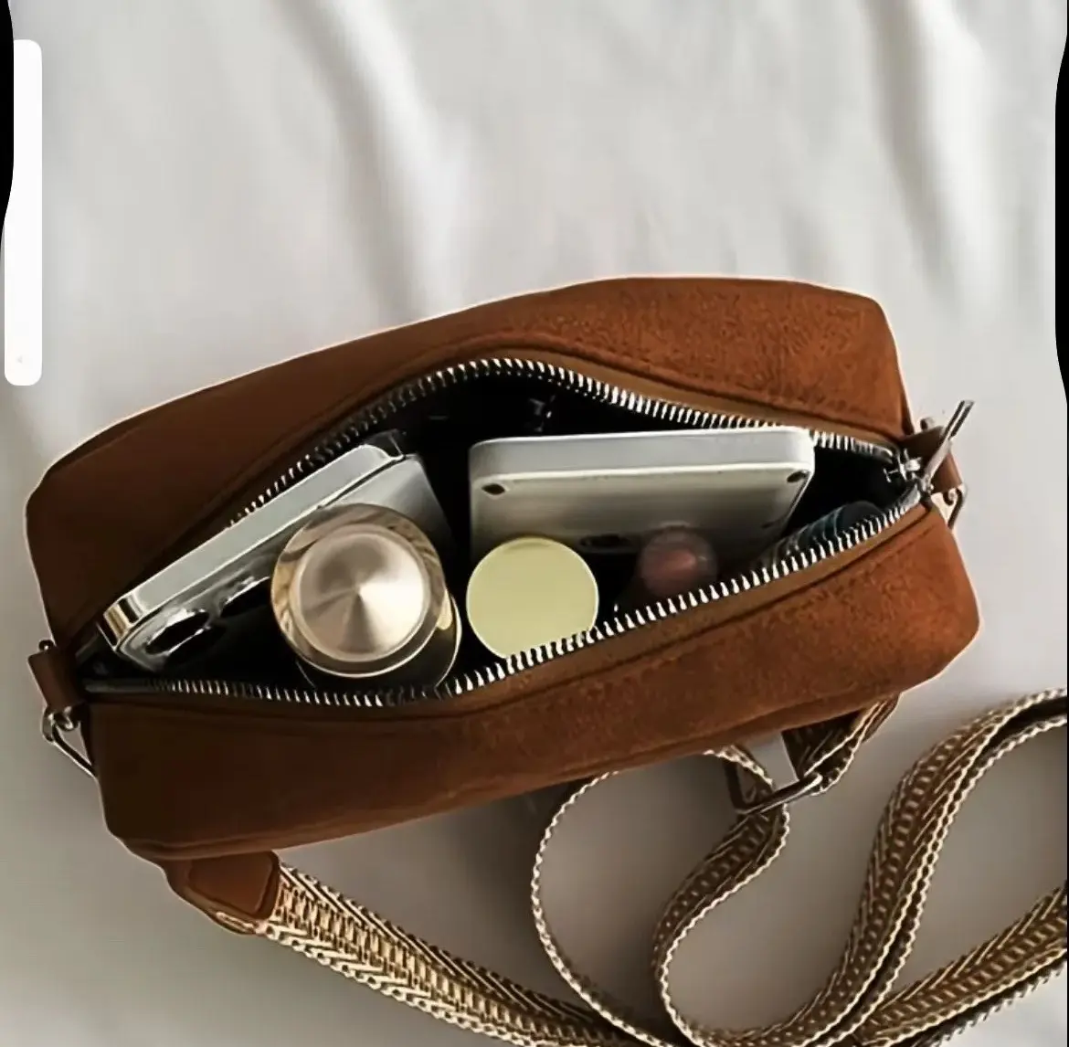 Nueva: Cartera Bandolera Café Gamuzada - miniatura 5