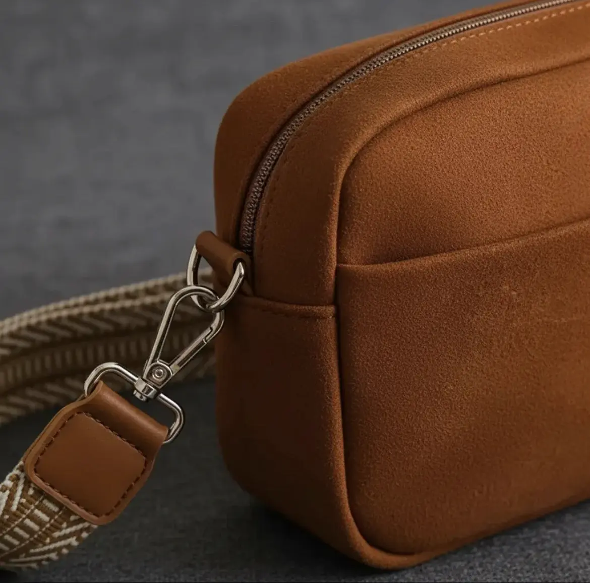 Nueva: Cartera Bandolera Café Gamuzada - miniatura 6