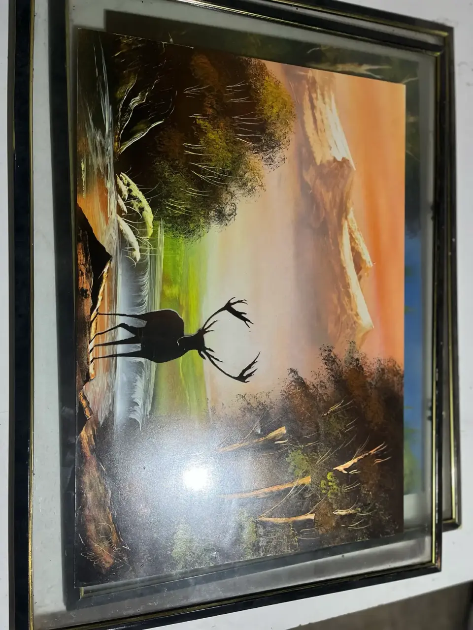Cuadro paisaje / cuadro con ciervo - miniatura 1