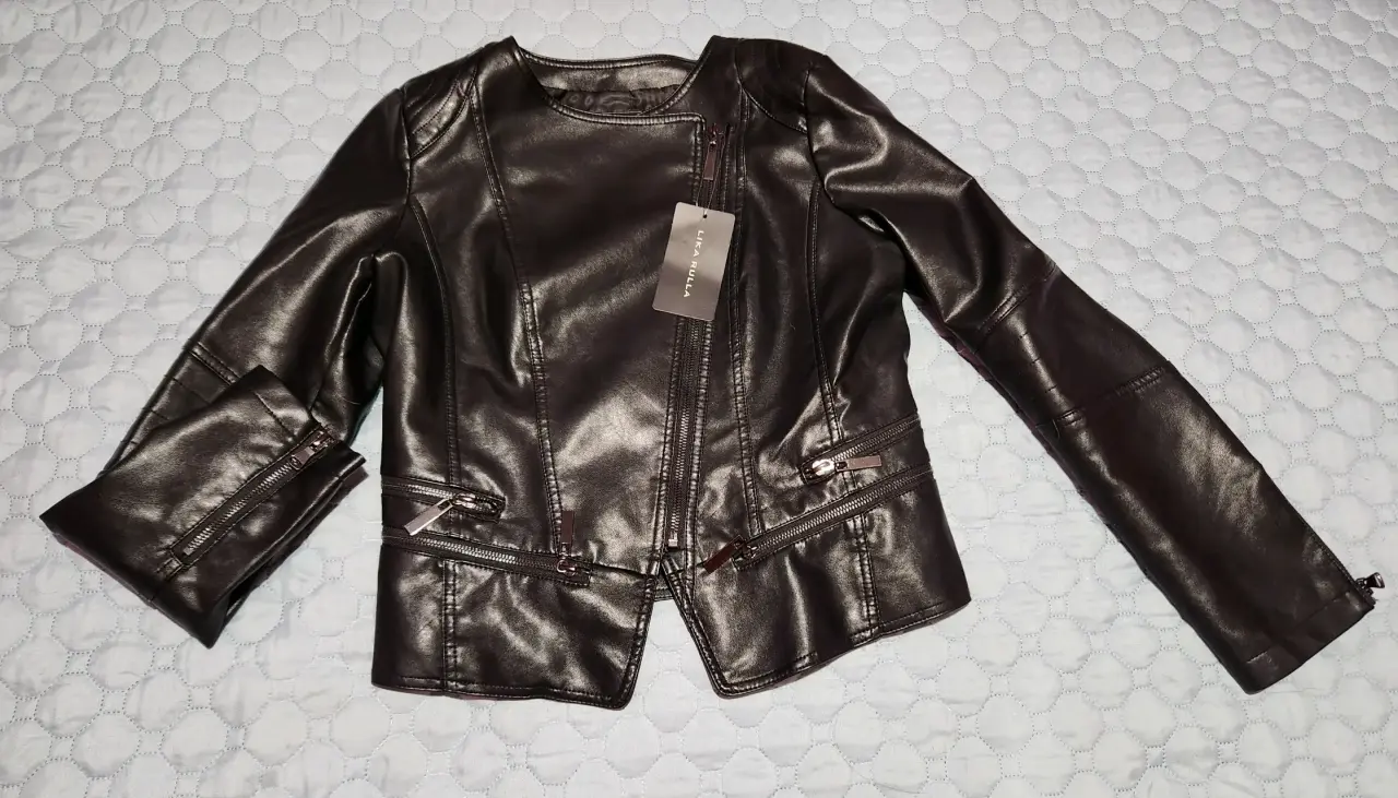 Chaqueta de cuero negra nueva - miniatura 2
