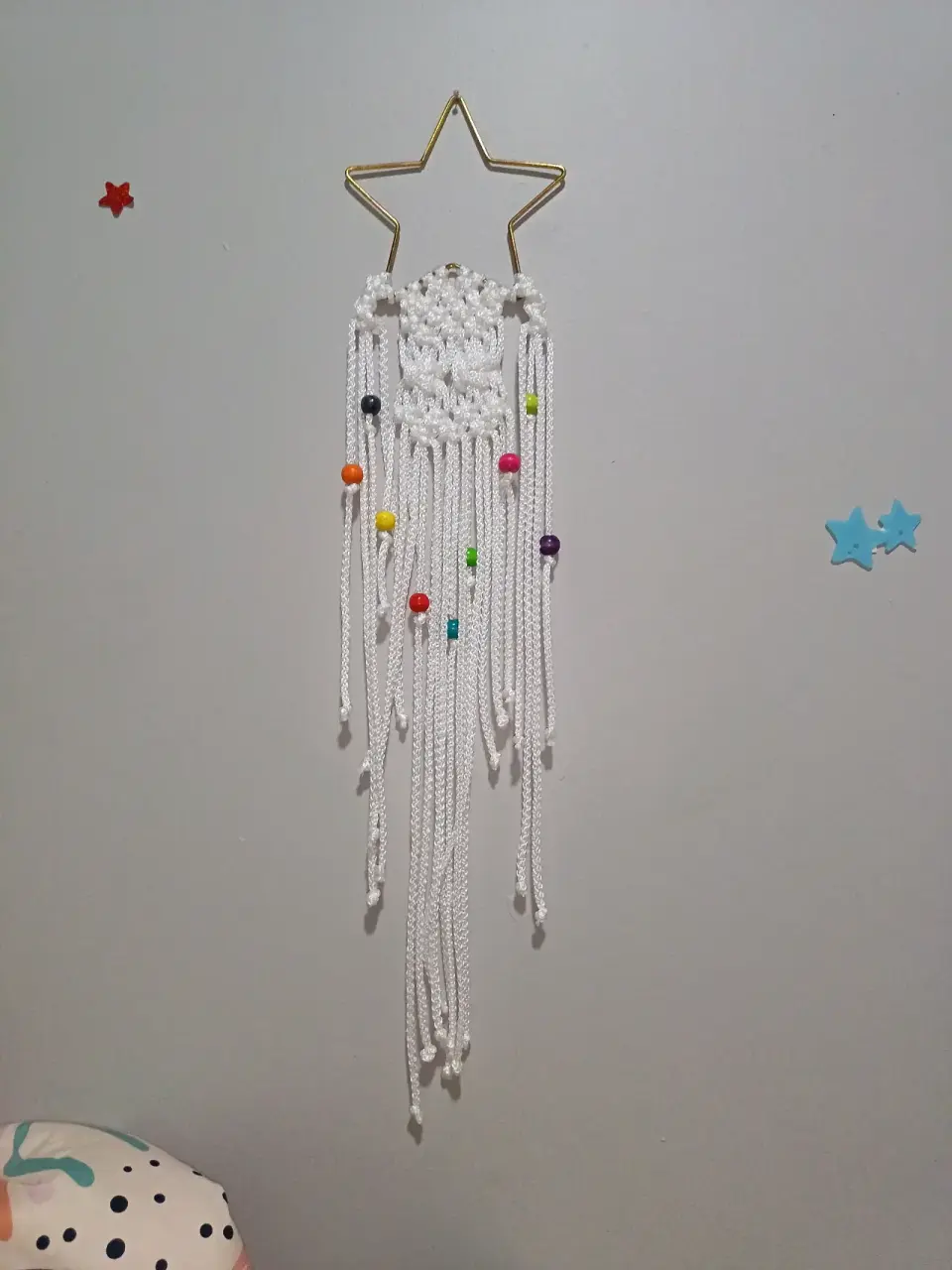 Colgante macramé estrella blanco