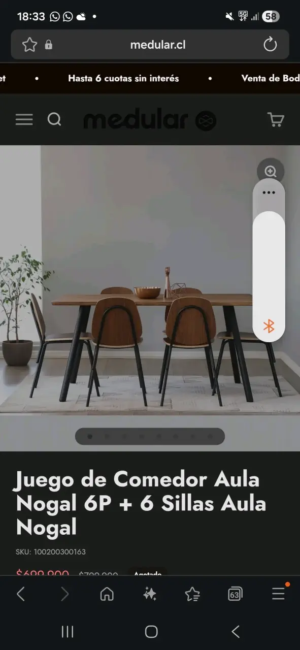 Juego de Comedor Aula Nogal 6P