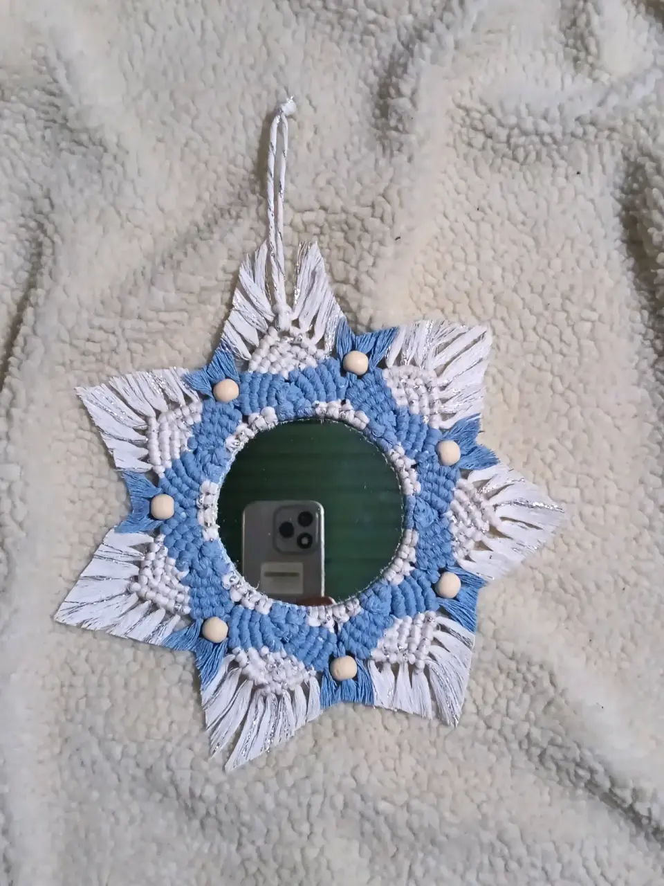 Cartera en  macrame púrpura y celeste - miniatura 5