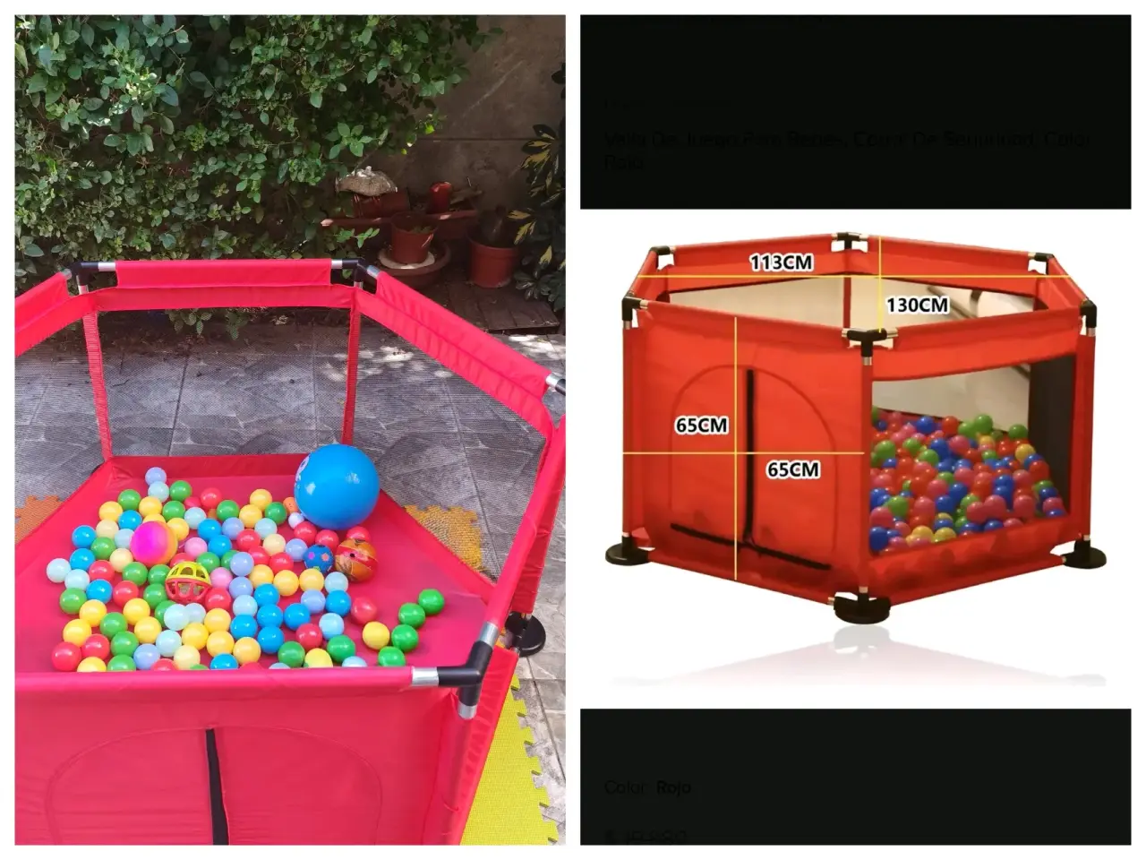 Corral de juego rojo para bebés