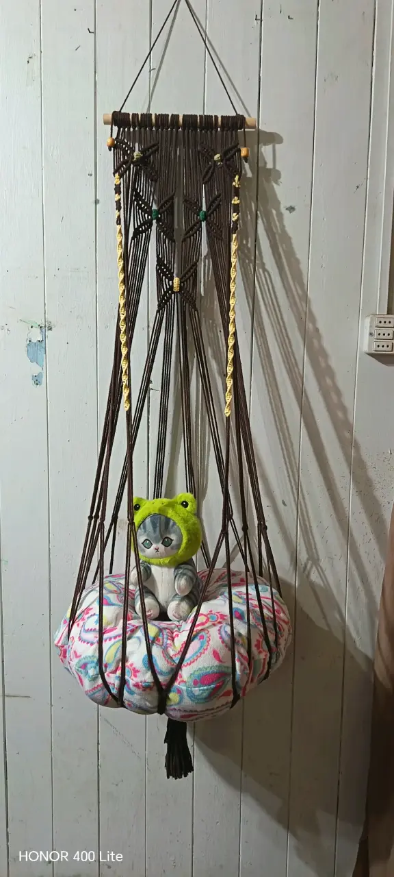 Hamaca para gatos en macramé