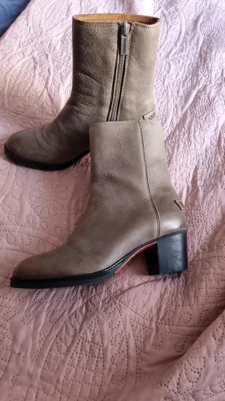 Botines de cuero gris - miniatura 1