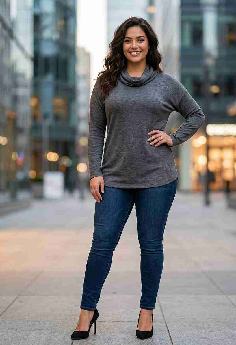 Sweater gris de cuello alto - miniatura 1