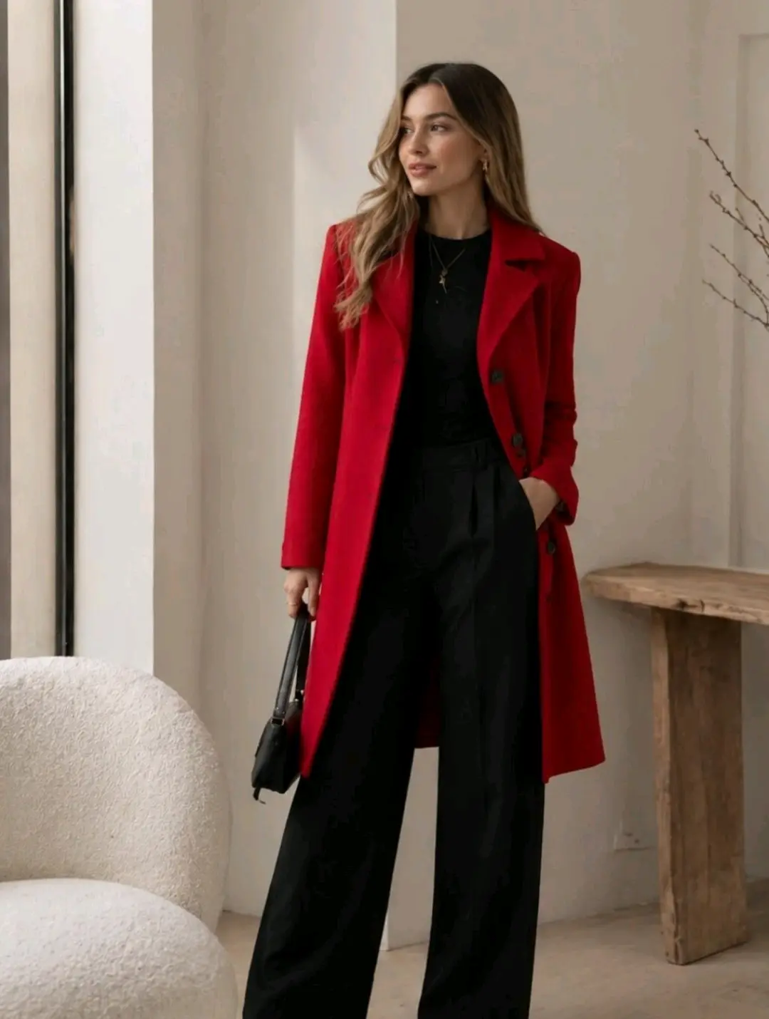 Abrigo Anne Klein Rojo (60% Lana y Cachemira) - miniatura 3