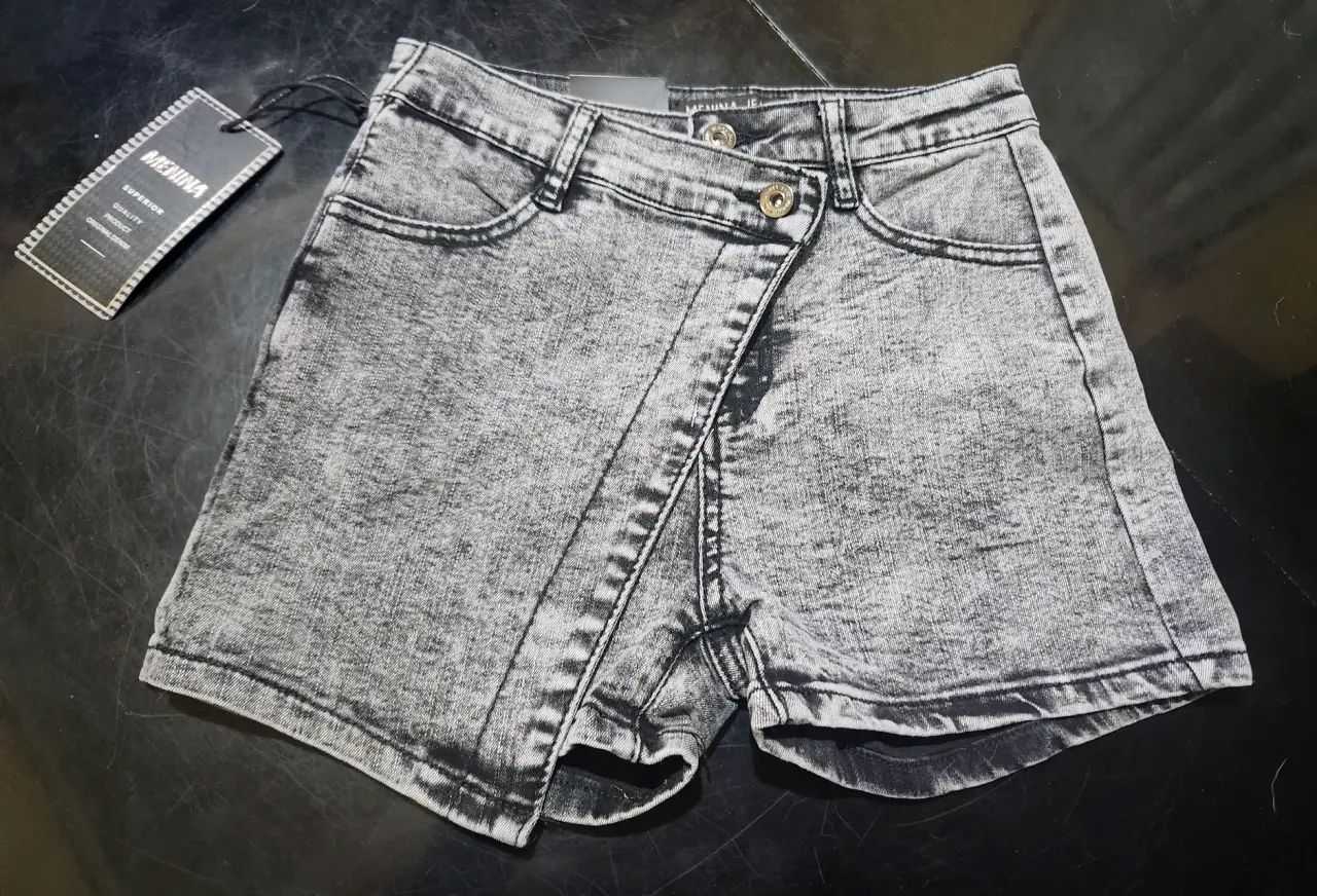 Falda Shorts de mezclilla gris - miniatura 1