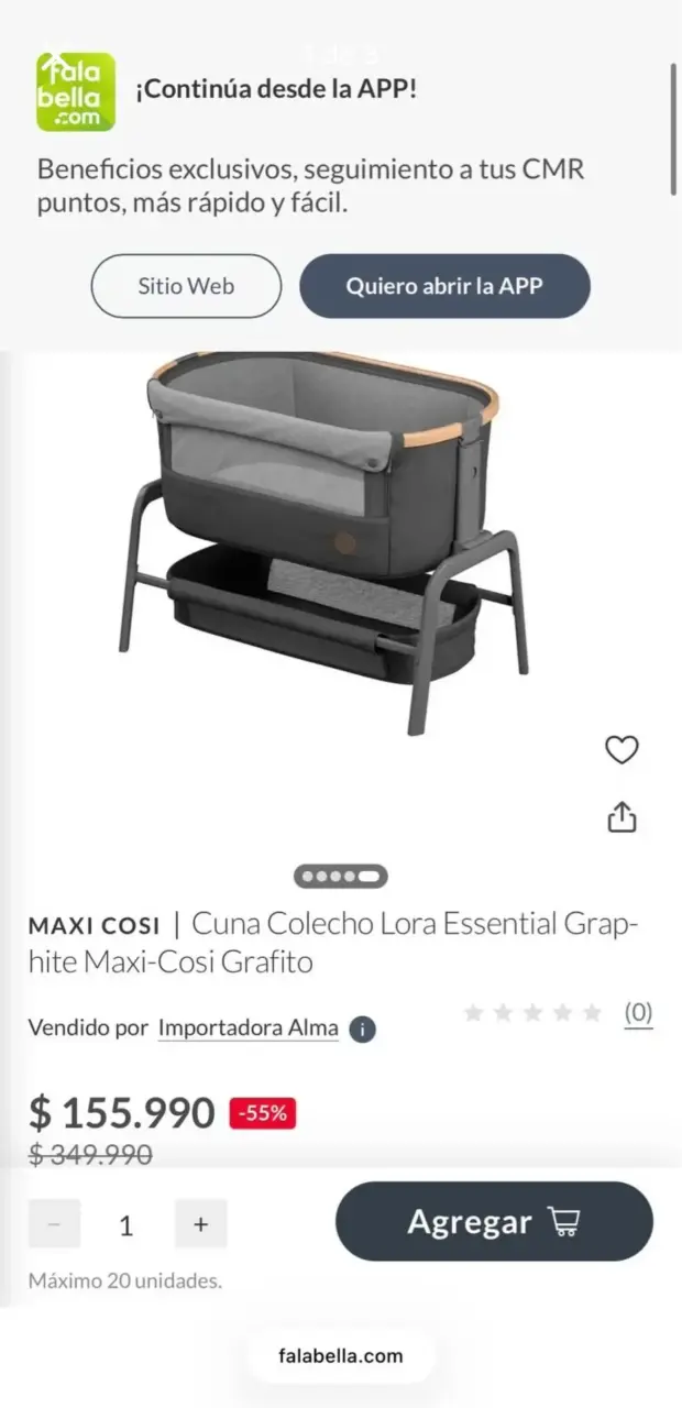 Cuna Colecho Lora Essential Gray Maxi Cosi - miniatura 3