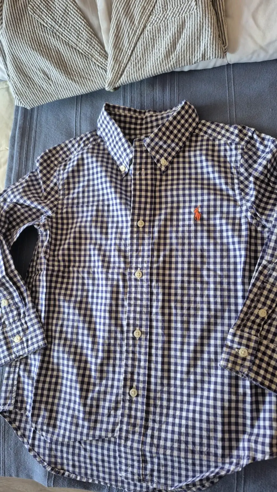 Camisa Polo Ralph a cuadros azul y blanco - miniatura 1