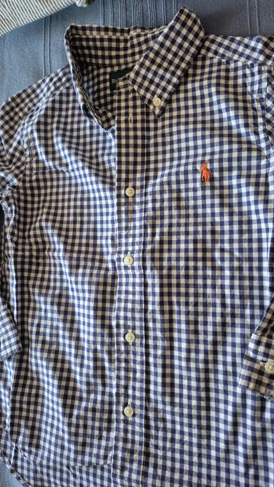 Camisa Polo Ralph a cuadros azul y blanco - miniatura 3