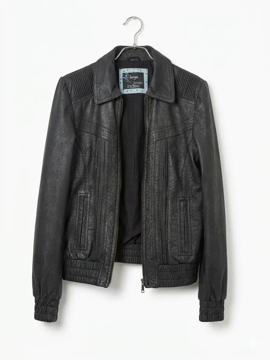 Chaqueta negra de cuero Index.Talla L - miniatura 1
