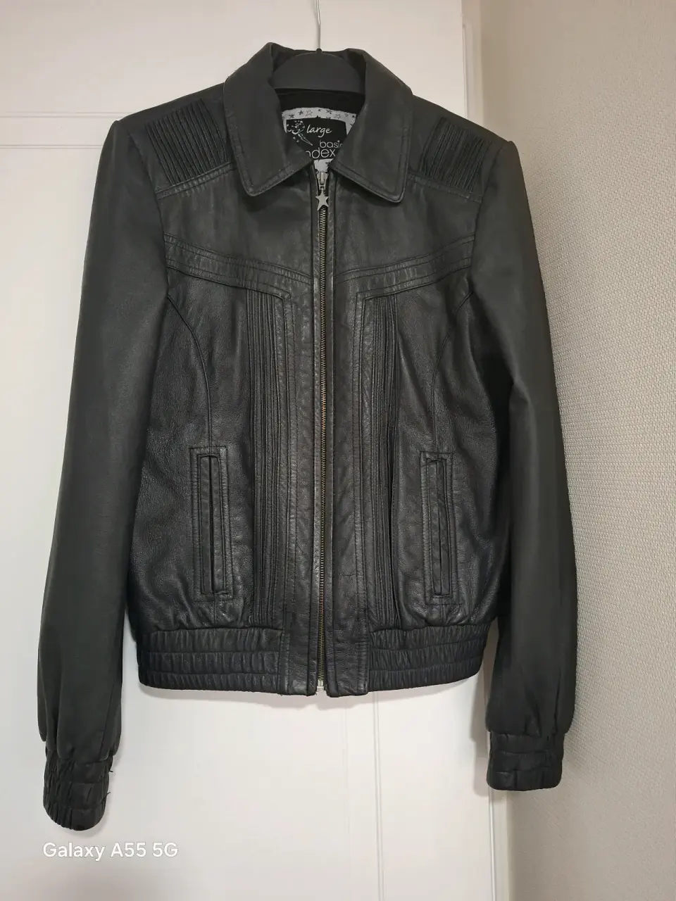 Chaqueta negra de cuero Index.Talla L - miniatura 4