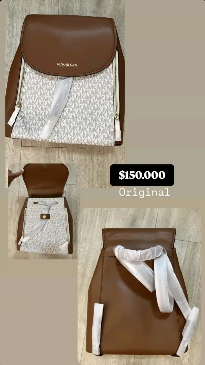 Mochila MK marrón y blanca - miniatura 1